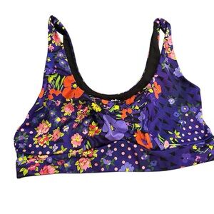 YITTY Fabletics Headliner Shaping Midi Sports Bra Ploom Flower Purple